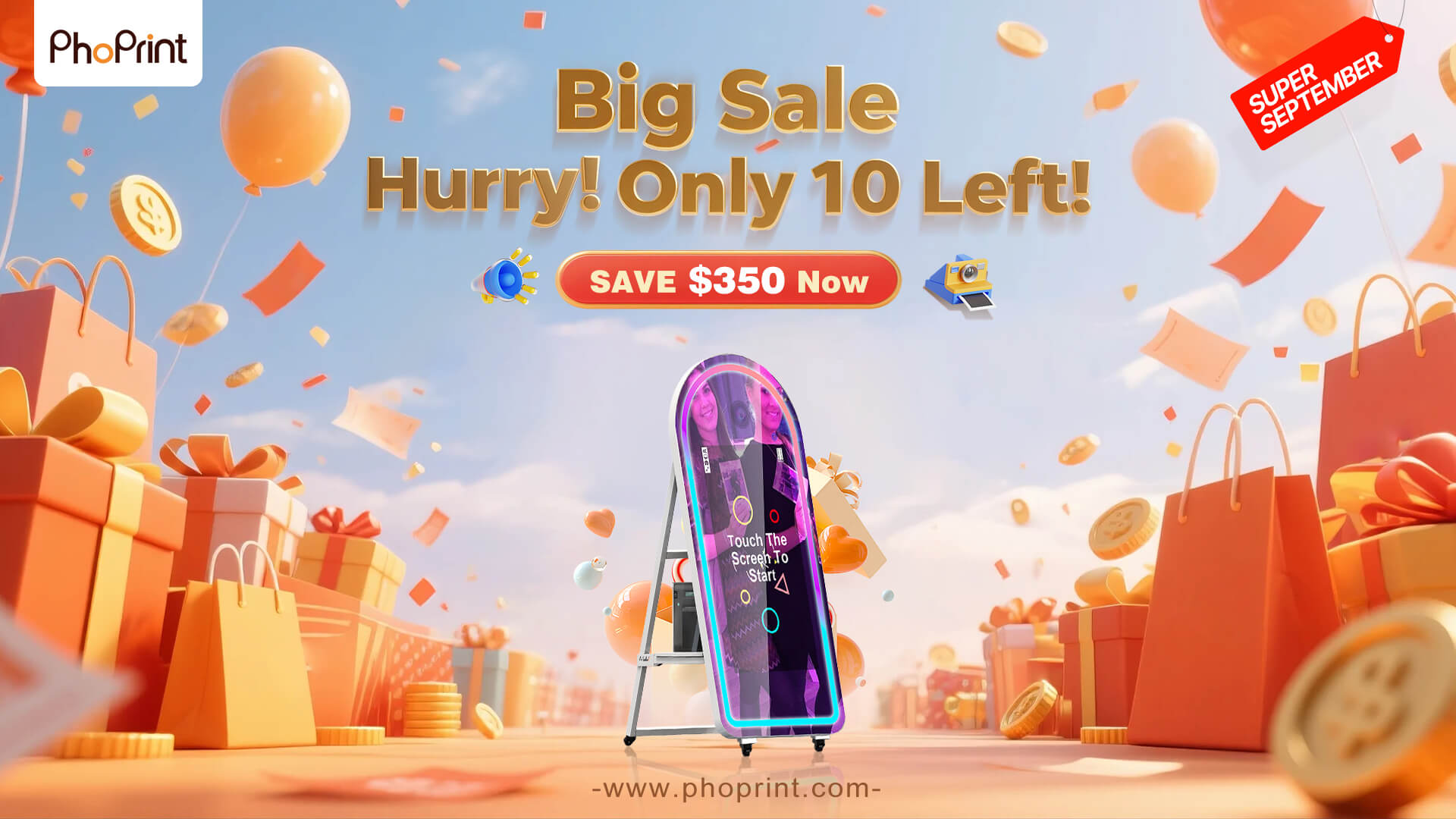 Shop selfie mirror photo booths