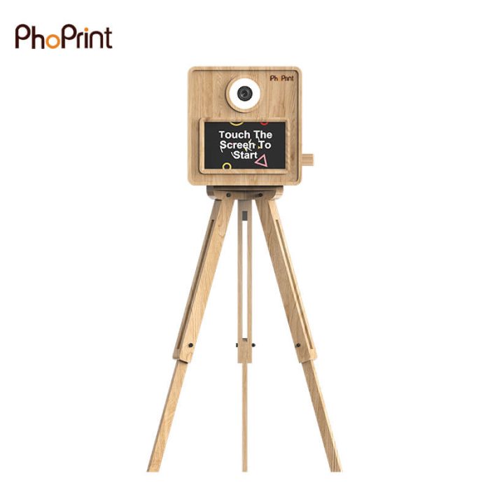 wooden photo booth stand