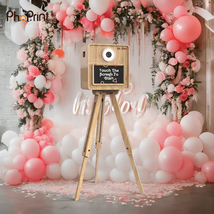 wooden photo booth for birthday