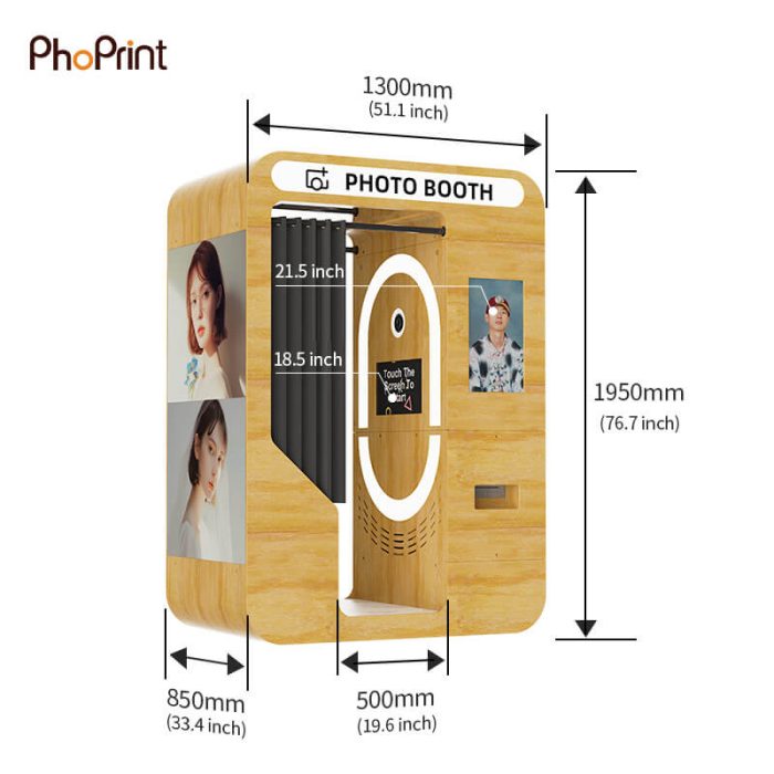 Self-service wooden photo booth kiosk small size