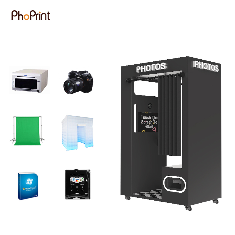 A decorated photo booth setup at a birthday celebration