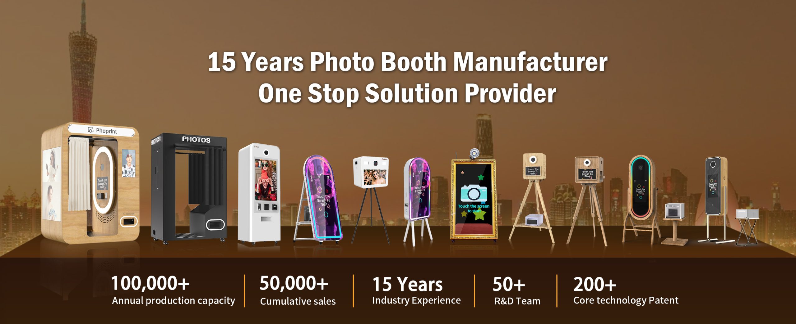 PhoPrint large-scale production facility assembling OEM photobooth units.