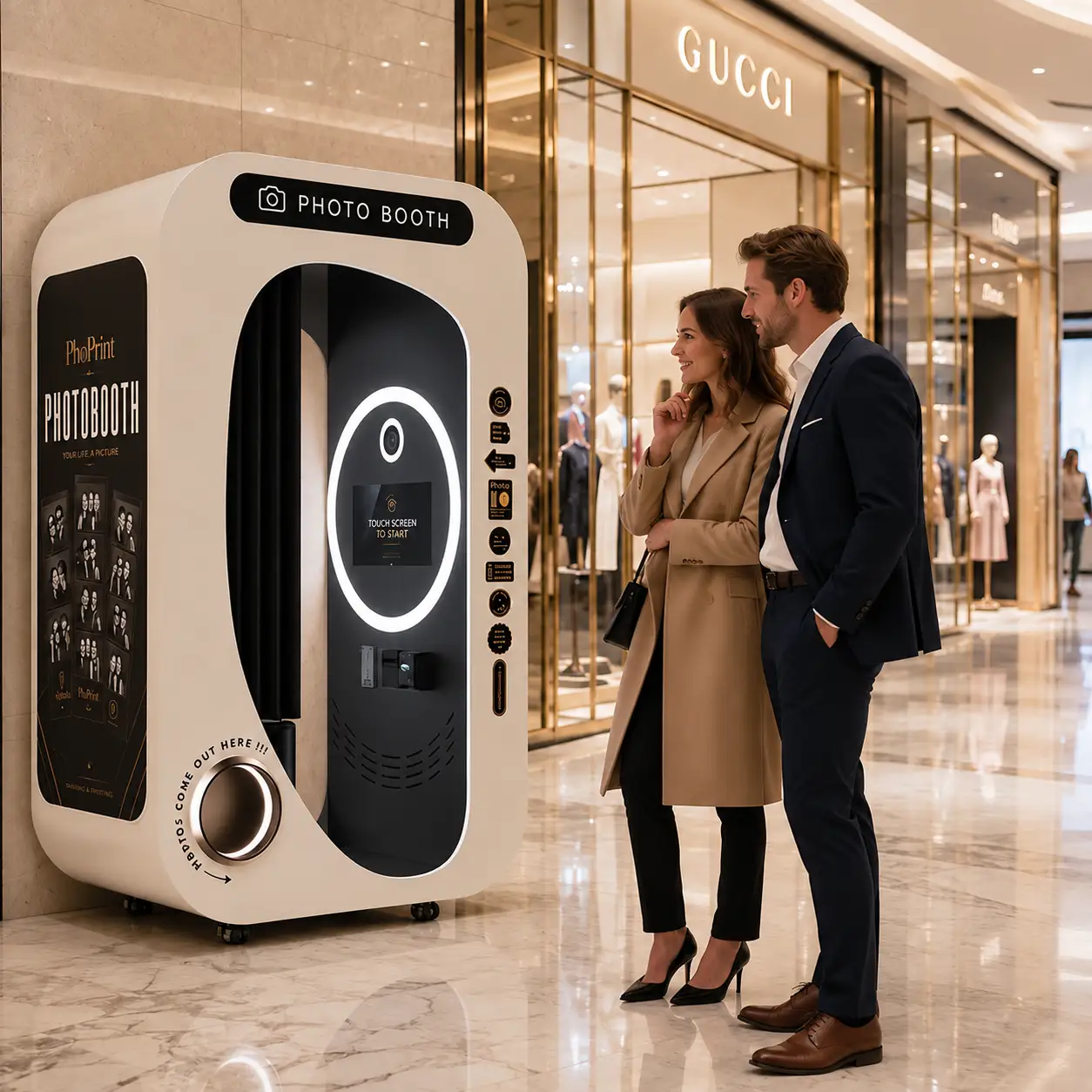 PB07 self-service photo booth installed in a shopping mall